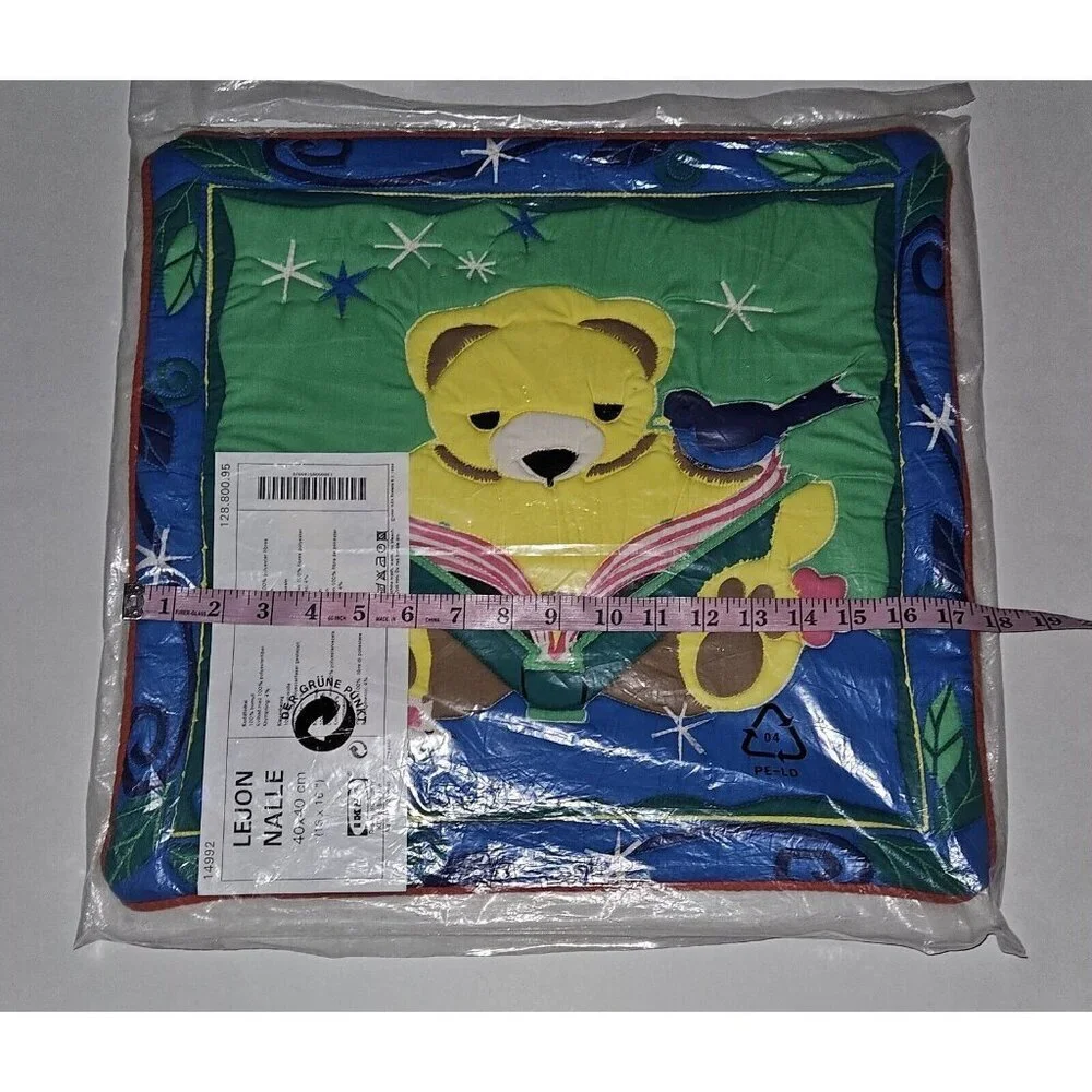 NEW 2 Ikea Lejon Nalle 16x16 Pillow Covers Lot Teddy Bear Reading Book Bird